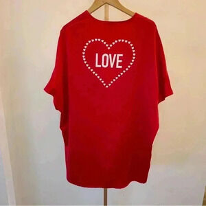 Victoria's Secret Women's Red Satin Kimono Robe Heart/ Love Graphic Print OS